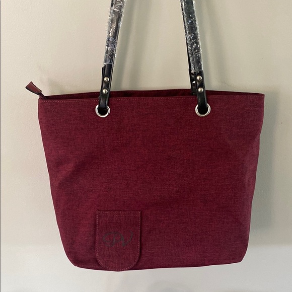 Porto Vino City Tote Wine Purse with Burgundy Woven Texture NWT - Picture 3 of 10